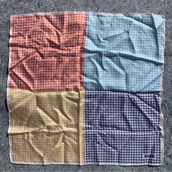 Designer CREMIEUX colorblock houndstooth silk pocket square